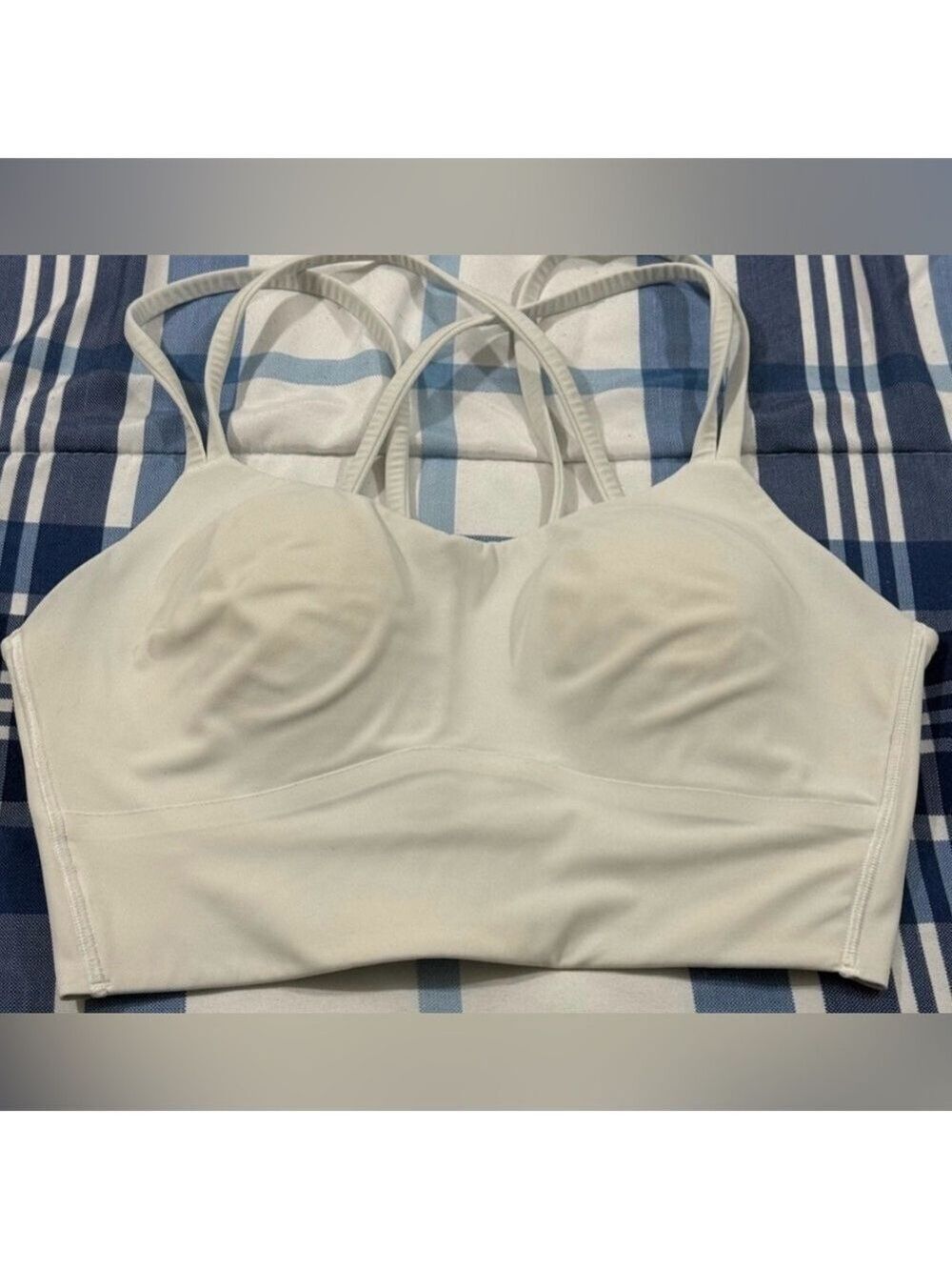 Lululemon Light Gray Longline Strappy Sports Bra Low Impact Yoga
